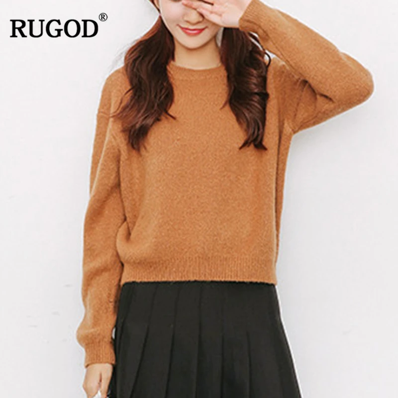 RUGOD 2018 Новый осень-зима модный свитер с круглым вырезом и длинными рукавами Famele