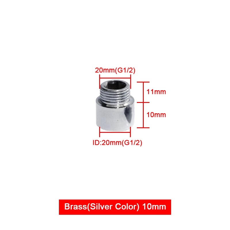 Silver brass 10mm Удлинительный фитинг 20 мм Наружная резьба 1/2 ''соединение водопроводных труб фитинг 10/15/20/30/40/50 мм удлинить латунный фитинг - Цвет: Silver brass 10mm
