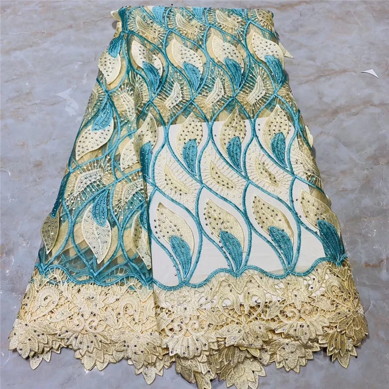 Tollola Latest Green African Lace Fabric 2019 High Quality Nigerian Fabrics 3D Flower French Tulle With Stones | Дом и сад