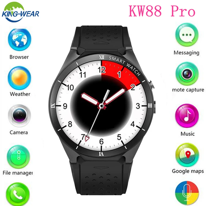 KingWear KW88 Pro Android 7 0 Смарт часы телефон с MTK6580 quad core Встроенная память 16 ГБ +