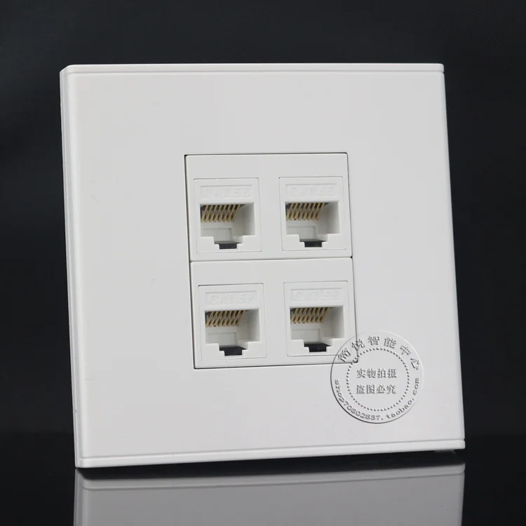 4 порта сетевая Ethernet LAN CAT5e RJ45 панель розеток лицевая адаптер для домашней