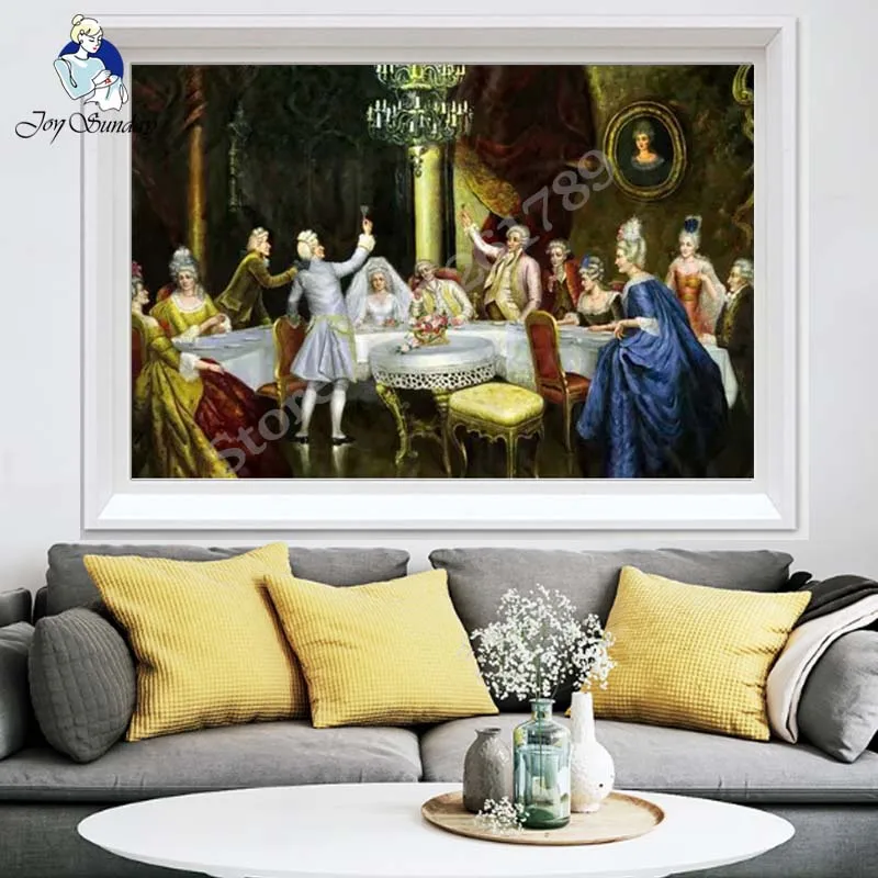JOY SUNDAY вышивка DIY11CT 14CT алмазная живопись религиозная картина круглая Алмазная мозаика Набор для вышивки крестом Рукоделие 9