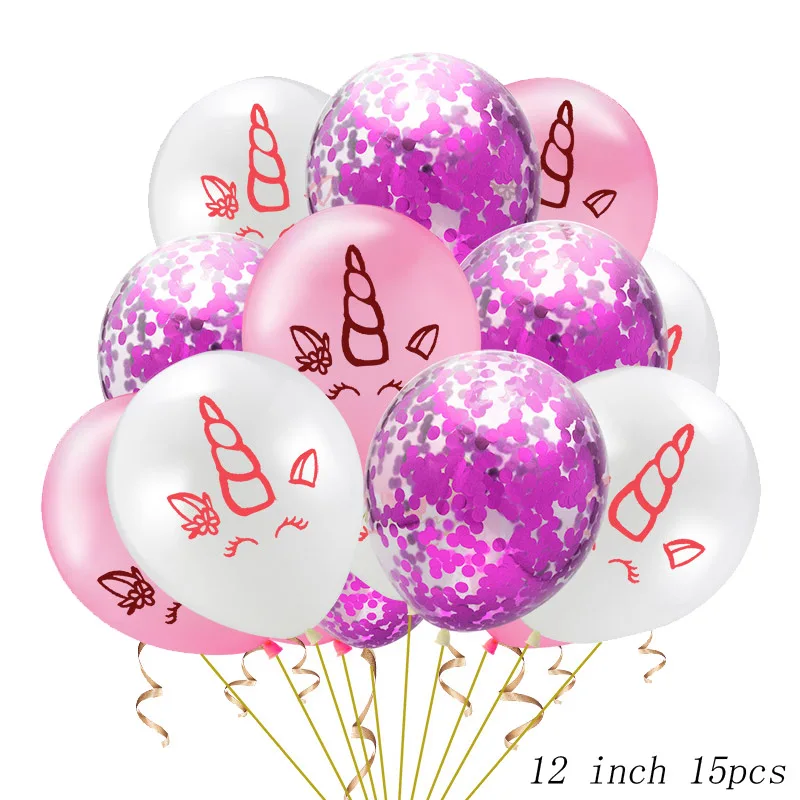 Mixed 15pcs Рождественский набор конфетти из латексных шаров с единорогом и блестками, украшение для дня рождения, свадебные украшения - Цвет: Mixed 15pcs