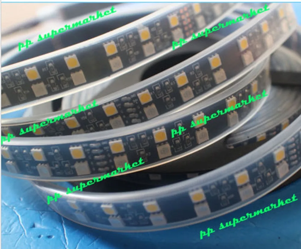 5 м 12 в SMD RGBW Белый 5050 600 светодиодный двухрядные светодиодные ленты+ 2,4 г контроллер+ 8A мощность Черный pcb