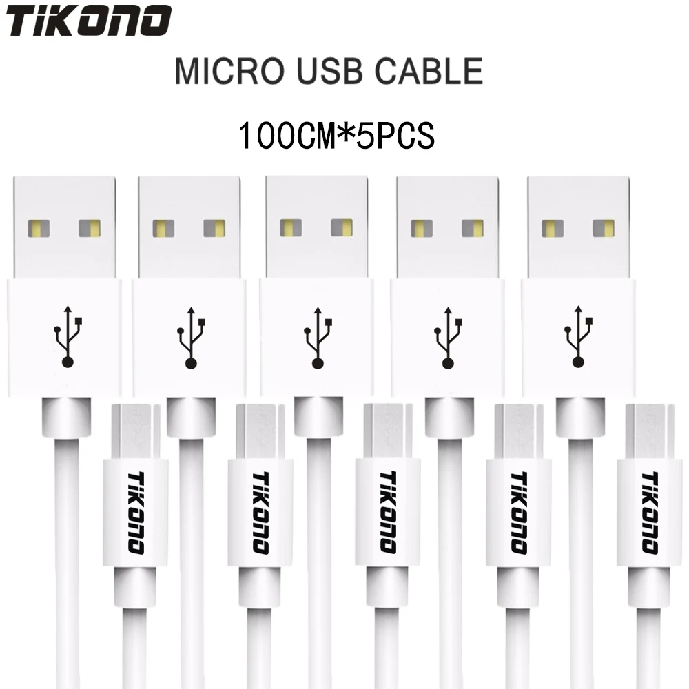 White Tikono 5 шт./лот Micro USB кабель 1 м USB кабель для синхронизации данных зарядное устройство для samsung Xiaomi Android смартфоны HTC быстрая зарядка USB кабель - Цвет: White