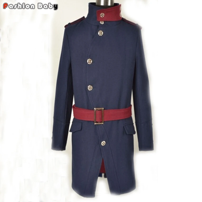 Прохладный Для мужчин Модный пэчворк воротник Epaulet Длинные шерстяные Тренч с