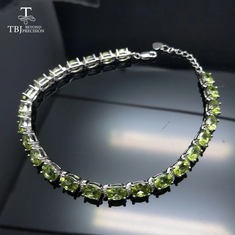 TBJ, простой и классический браслет с натуральным 12ct драгоценным камнем перидот, хорошее ювелирное изделие из серебра 925 пробы для женщин, подарок на каждый день