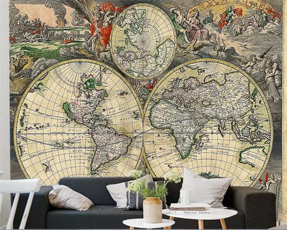 Детские обои Настенные 3 dCustom морская древняя карта украшение дома фон настенная