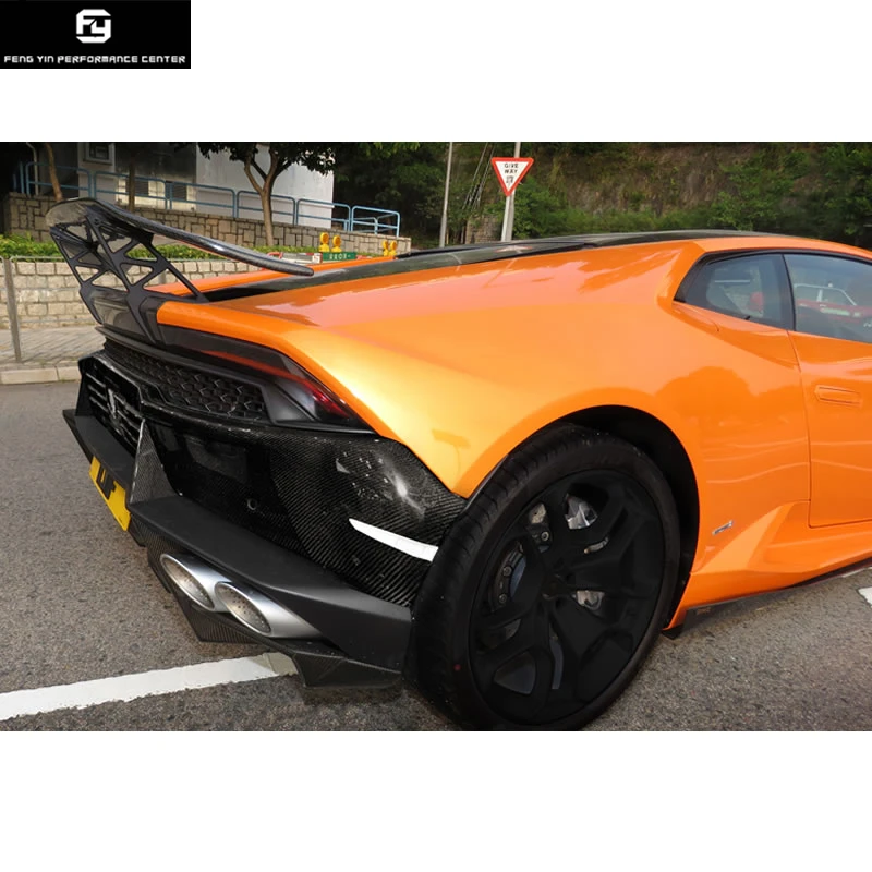 LP610 DMC Стиль углеродного волокна передний бампер сплиттеры задний диффузор боковые юбки задний спойлер для Lamborghini Huracan LP610 14-17