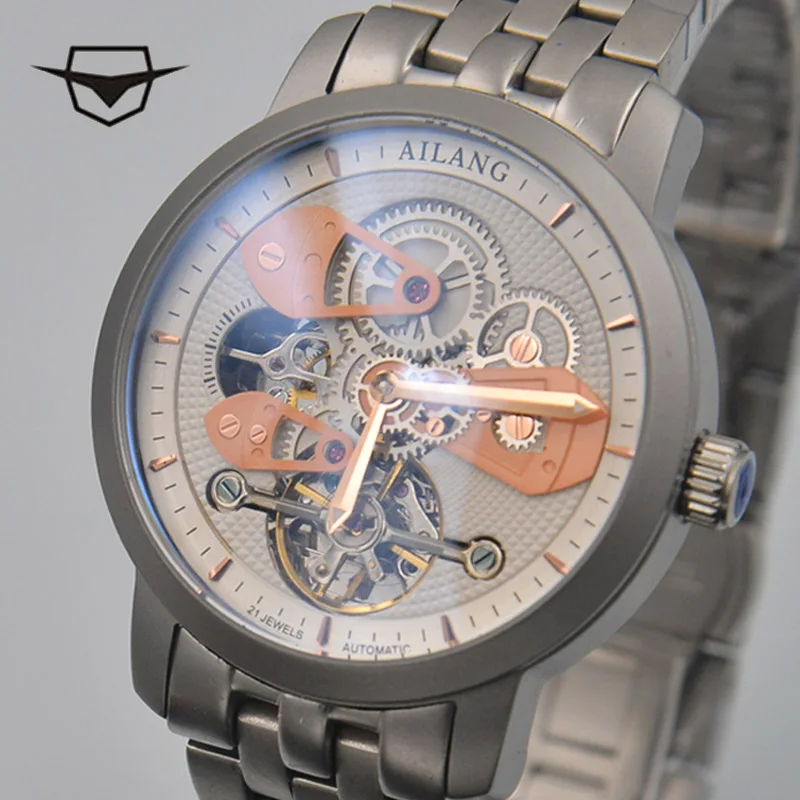 AILANG Мужские автоматические механические модные часы топового бренда Tourbillon