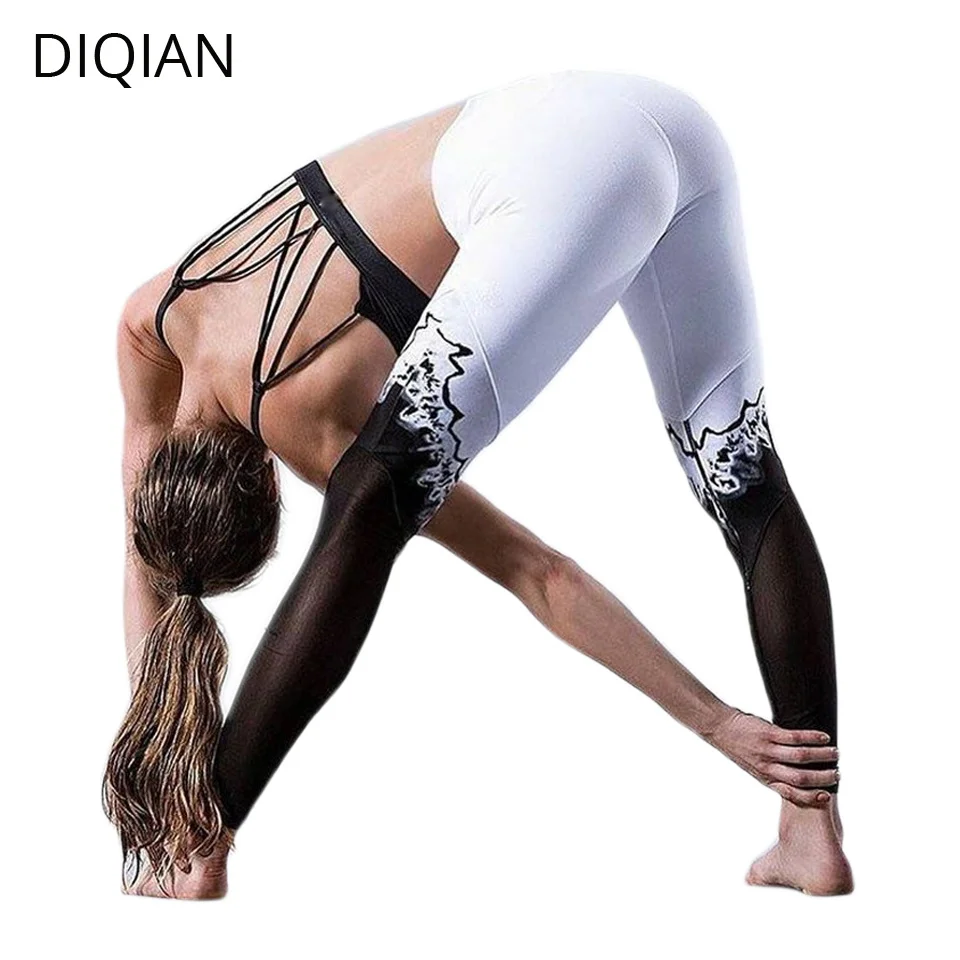 DIQIAN легинсы спортивные женские Фитнес Чистая Пряжа Сращивание эластичный Йога