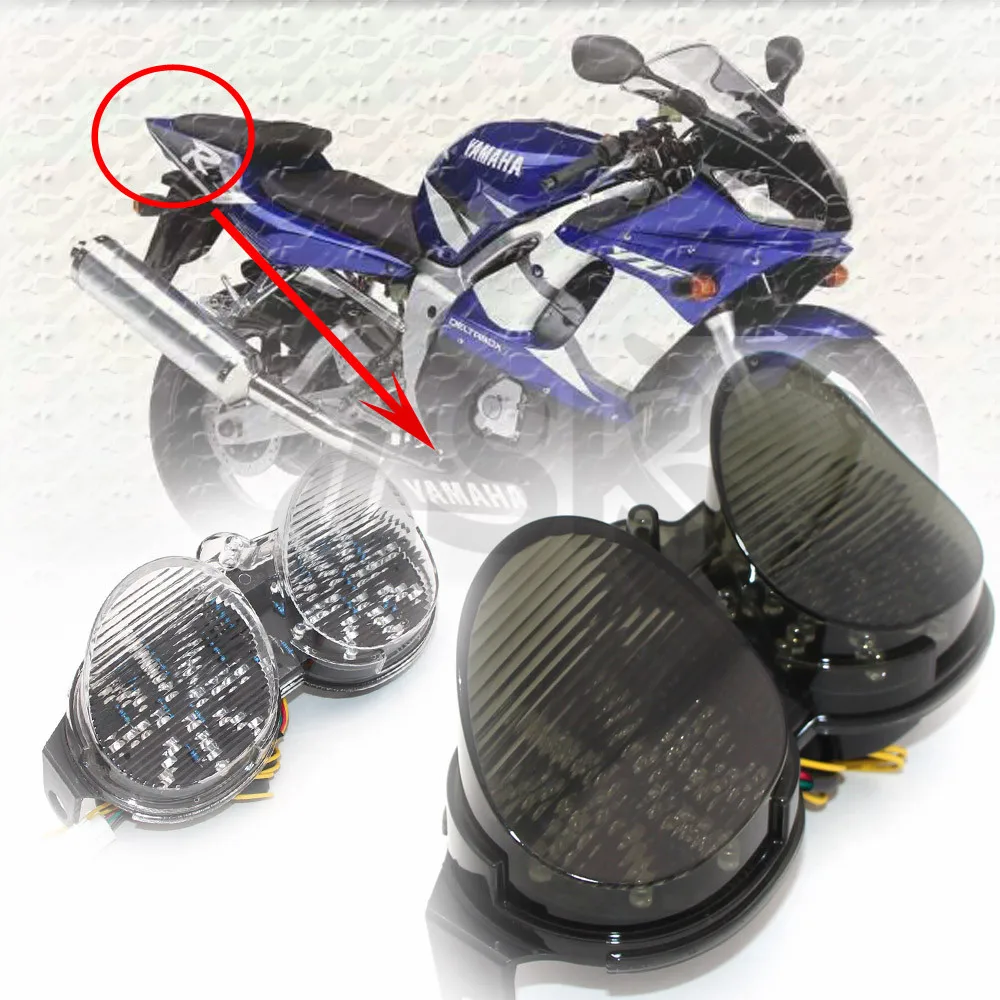 Мотоциклетный Встроенный задний фонарь, тормозной сигнал поворота, лампа для YAMAHA YZF R6 2001 2002