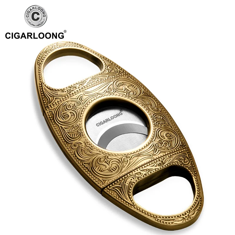Gold CIAGARLOONG Amazon Горячая сигары ножницы металлический сигары открывалка из нержавеющей стали двойное лезвие черный Портативный сигары резак CD-1096 - Цвет: Gold