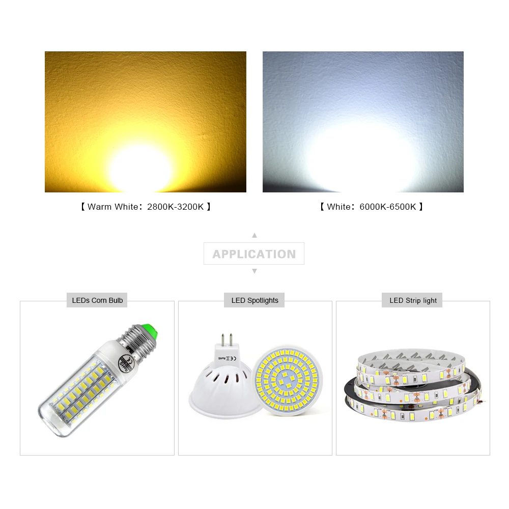0 5 Вт SMD 5730 2835 5050 Светодиодный светильник 40 45 лм Белый/теплый белый светодиодный