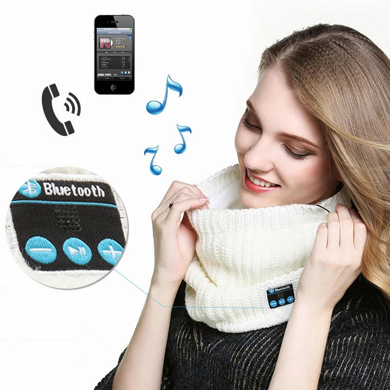 Oyboni Зима Теплая Вязаная Шарфы Беспроводная Связь Bluetooth Наушники Гарнитуры