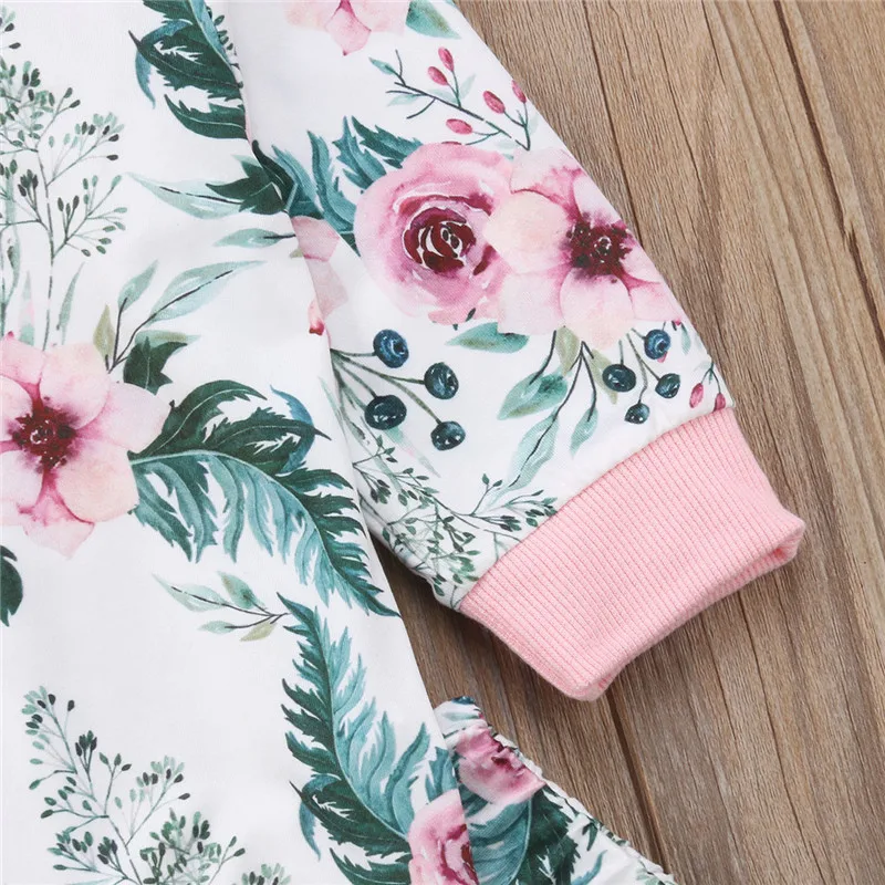 Свитер с цветочным принтом для новорожденных девочек топы штаны леггинсы