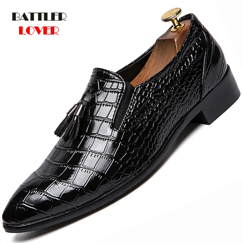 

Men Shoes Tassel Embossed Wedding Genuine Leather Shoes Men's Italian Business Dress Formal Shoe Men Punk Brogue Casual Official