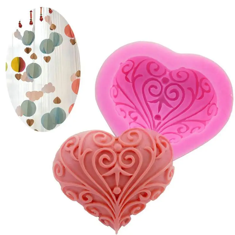 FDA 3D цветок розы Форма для торта букет Любящее сердце помадка формы подарок на