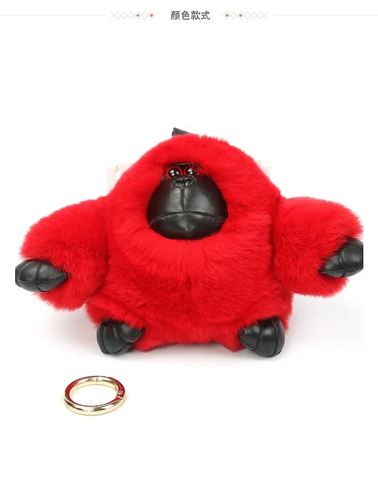 Luxury Christmas Gift Real Rabbit Fur Keychain animal Cartoon orangutan bag charm gift key rings valentines day for boyfriend | Украшения и