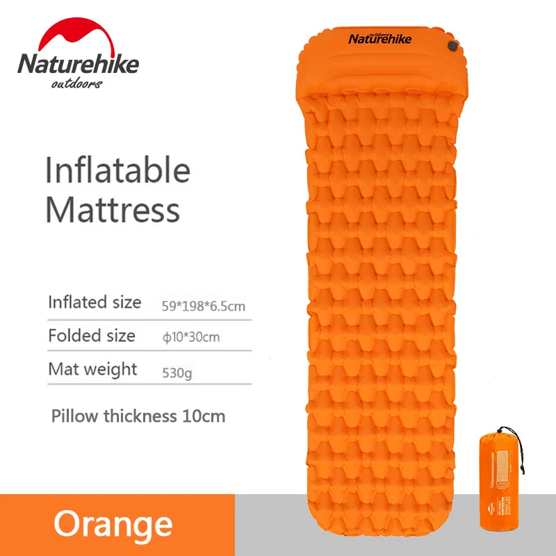 Orange Mat P Naturehike надувной матрас складной походный коврик надувная кровать Одиночная надувная подушка сверхлегкий спальный коврик воздушный коврик NH19Z032-P - Цвет: Orange Mat P