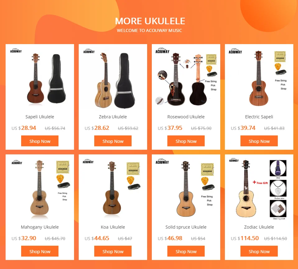 Acouway укулеле 2" сопрано 23" концертная Гавайская мини-гитара укулеле УКУ Ukelele 3 выбор сапели дерево, дерево КоА африканское красное дерево