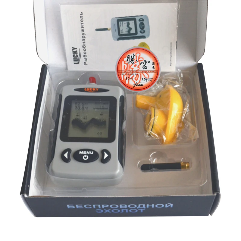 Русское меню. Портативный беспроводной эхолокатор с датчиком-эхолотом для