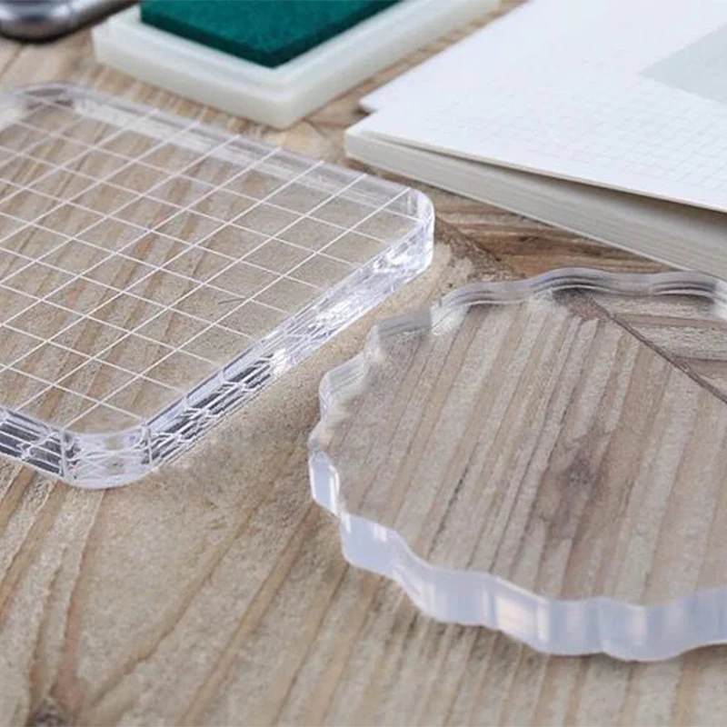 Практичная прозрачность акриловая ручка блок прозрачный DIY печать штамп блоки