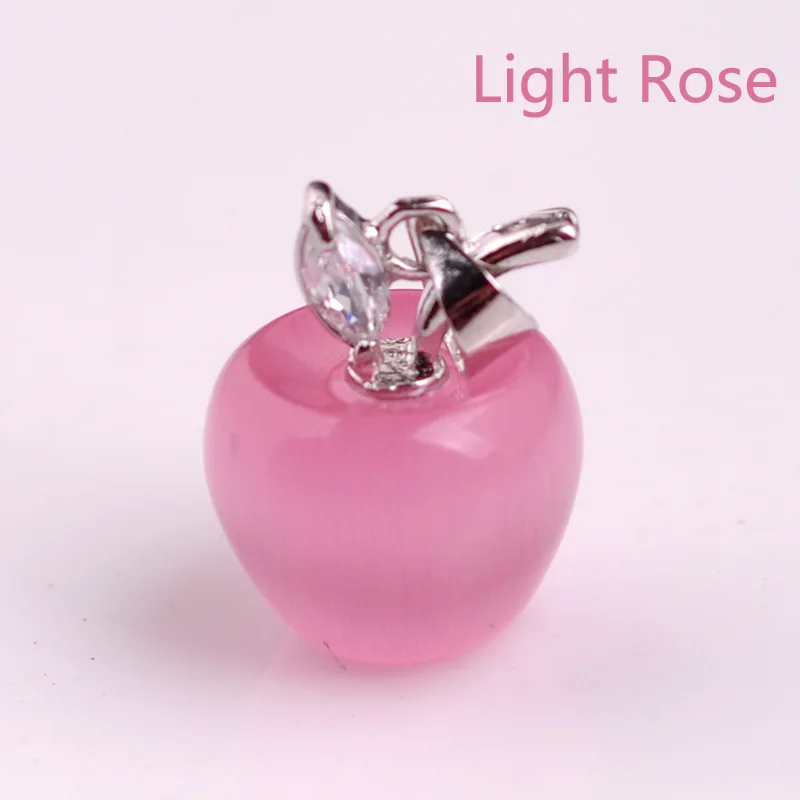 

Fashion Jewelry Apple Crystal Pendant Necklace for Women Girls Cute Lovely Pink White Opal Apple Pendant Necklaces