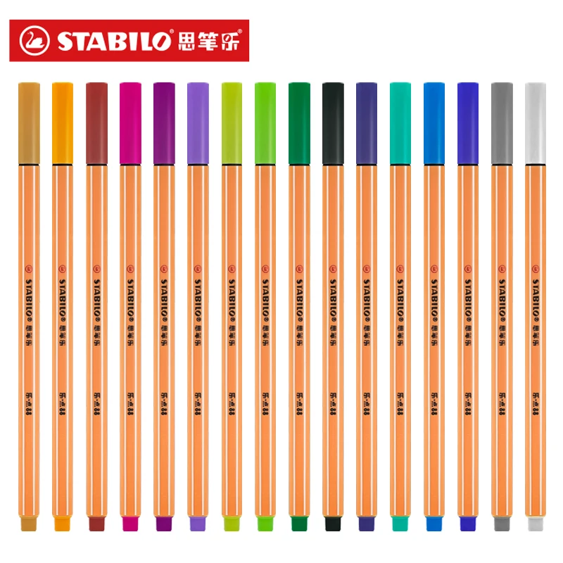 Немецкая ручка из волокна STABILO 88 1 шт. ученическая учетная запись крючок линейные