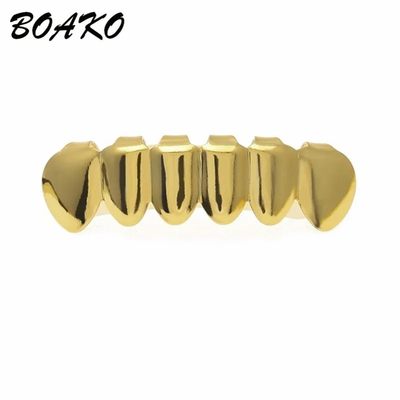 Gold Bottom BOAKO, Золотая решетка, решетка для зубов, гриль, хип-хоп, мужские верхние и нижние грили, зубной рот, панк, зубные колпачки, рэппер, косплей, украшения для тела - Окраска металла: Gold Bottom