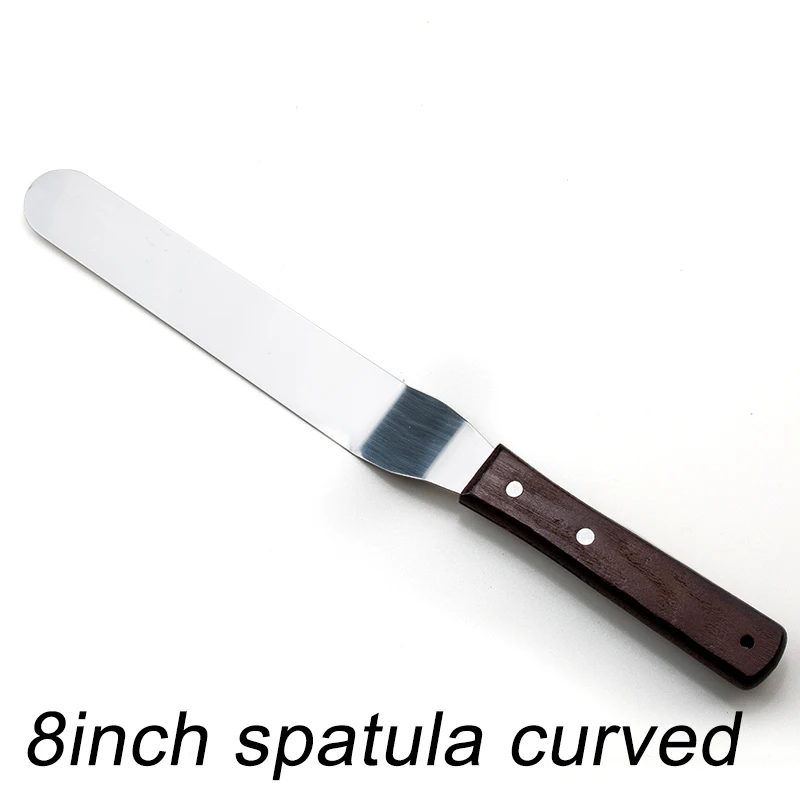 8inch spatula Curved Нержавеющая сталь масло торт Ножи гладкой шпатель крем глазурью глазурь шпатели выпечки Кухня Кондитерские украшения торта инструменты - Цвет: 8inch spatula Curved