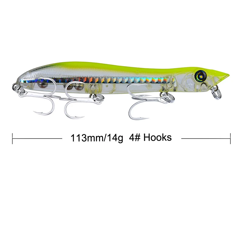 1 1pcs Topwater Snake Head Popper Fishing Lure 113mm 14g Plastic Hard Baits Lure Fishing Iscas Artificial Para Pesca - Цвет: 1
