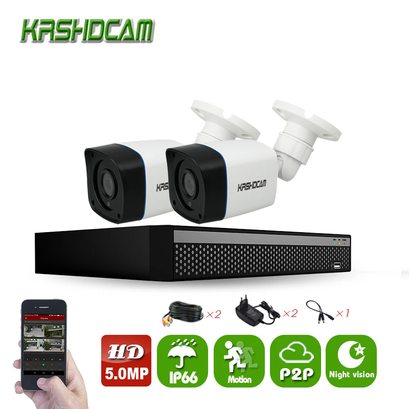 KRSHDCAM 4CH CCTV Системы 5.0MP AHD DVR 2 шт. Камера Водонепроницаемый Открытый безопасности