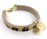 2015 new leopard european jewelry suppliers leather bangle charm bracelet for women