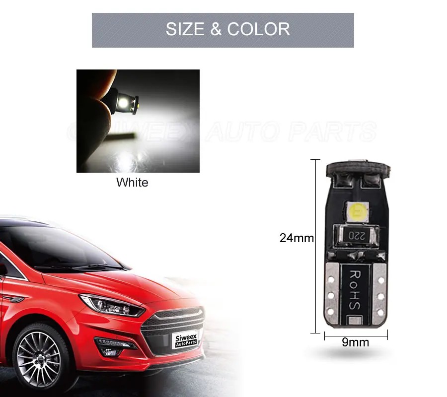 T10 светодиодный светильник W5W 194 168 3 3030 SMD белый AC/DC 12V зазора двери боковые лампы
