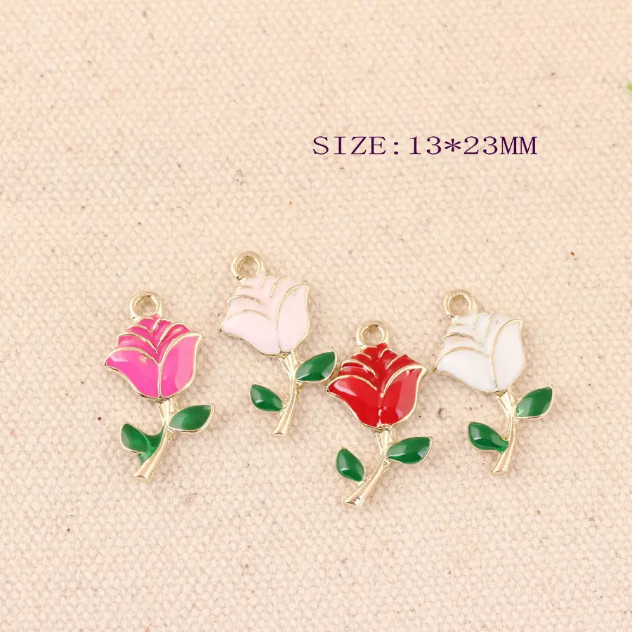 

Бесплатная доставка, подвески из сплава с эмалью в виде цветка розы на день влюбленных валестин, золотистые подвески в форме капли, ювелирны...