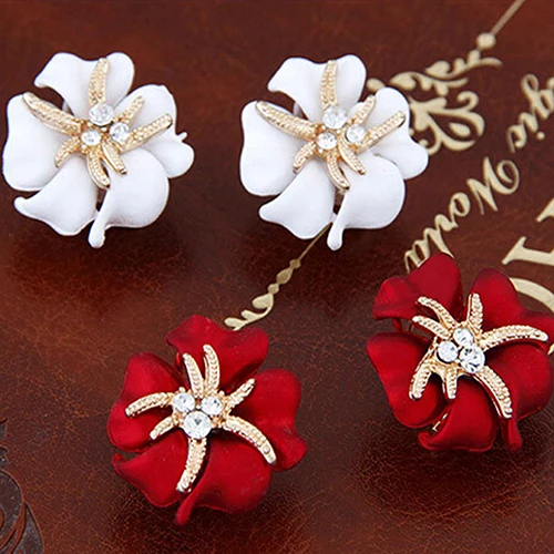 Хит! Женские Элегантные серьги-гвоздики со стразами в виде цветов морской звезды