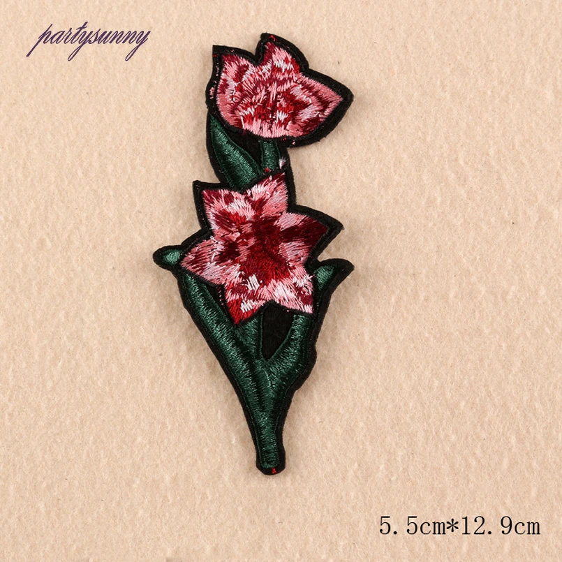 PF Фламинго Бабочка Вышитые Патчи для Одежды Швейные Роуз Цветок Пятно На Платье