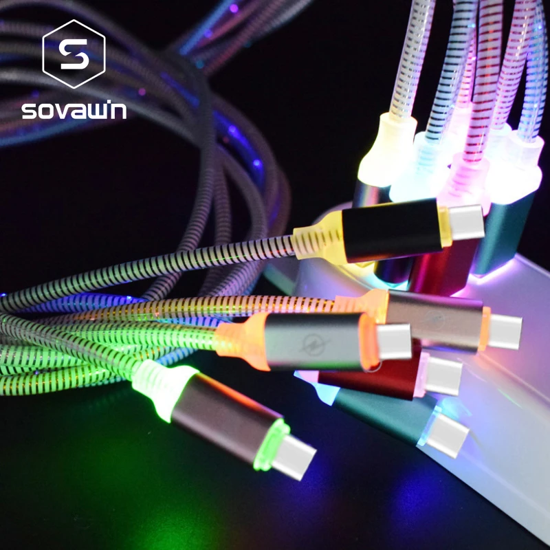 Кабель Micro USB Sovawin со светодиодной подсветкой кабель для быстрой зарядки и