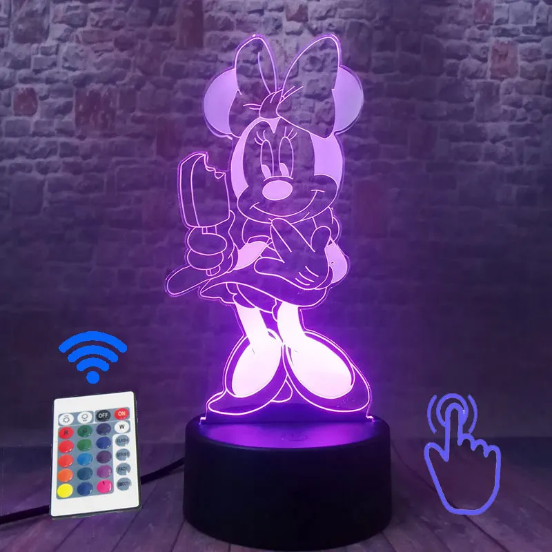 Remoter and Touch 5 Микки Маус, вечерние, Ночной светильник, 3D светодиодный, 7 цветов, меняющий сон, светильник minie e, Микки Маус, мультяшный, фигурный светильник, игрушки для малышей - Цвет: Remoter and Touch 5