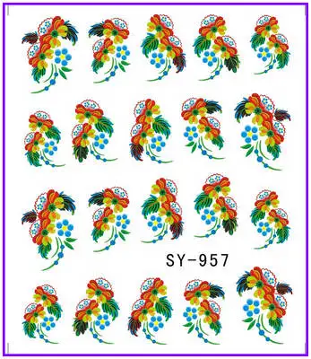 

6 PACK/ LOT GLITTER WATER DECAL NAIL ART NAIL STICKER FLOWER FLAMINGO FLOWER TRICOLOR VIOLA SY957-962