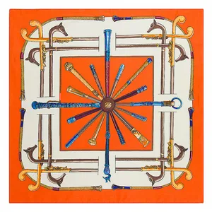 60 см * 60 см 2021 Новая мода Канны и ручки женские роскошные брендовые Саржевые шелковые шарфы с принтом небольшие Квадратные платки хиджаб повязка на голову