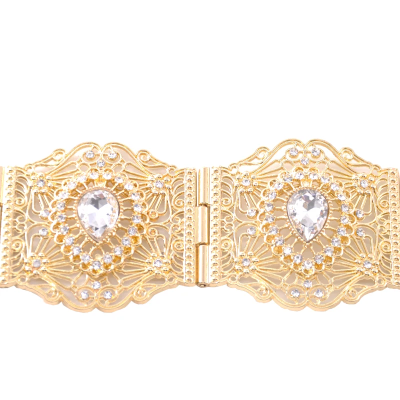 Elegant metallic wedding rhinestone belt vintage royal aristocratic jewelry gold and silver color adjustment length crystal belt