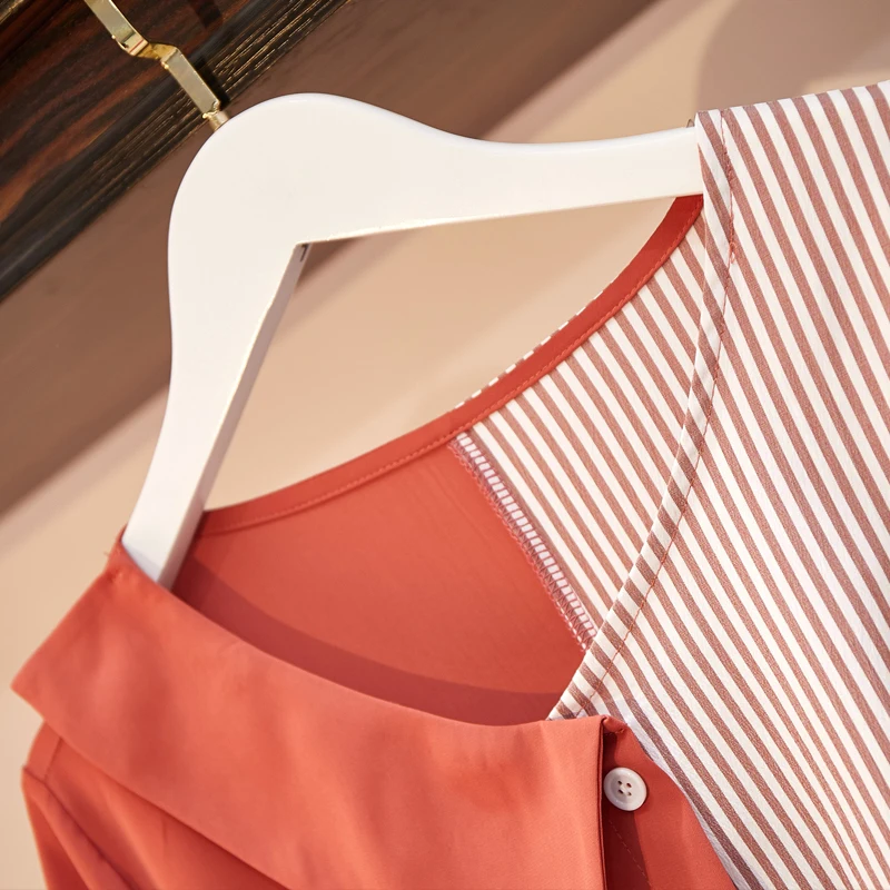 4XL размера плюс женская рубашка в полоску летнее платье 2021 с О-образным вырезом