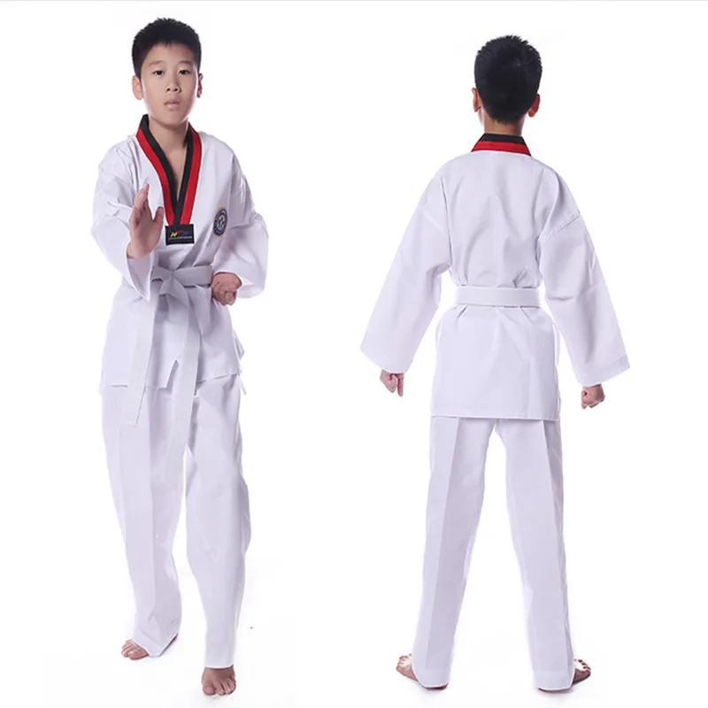 Белая униформа для тхэквондо WTF Mooto Karate Judo Taekwondo Dobok одежда детей и взрослых