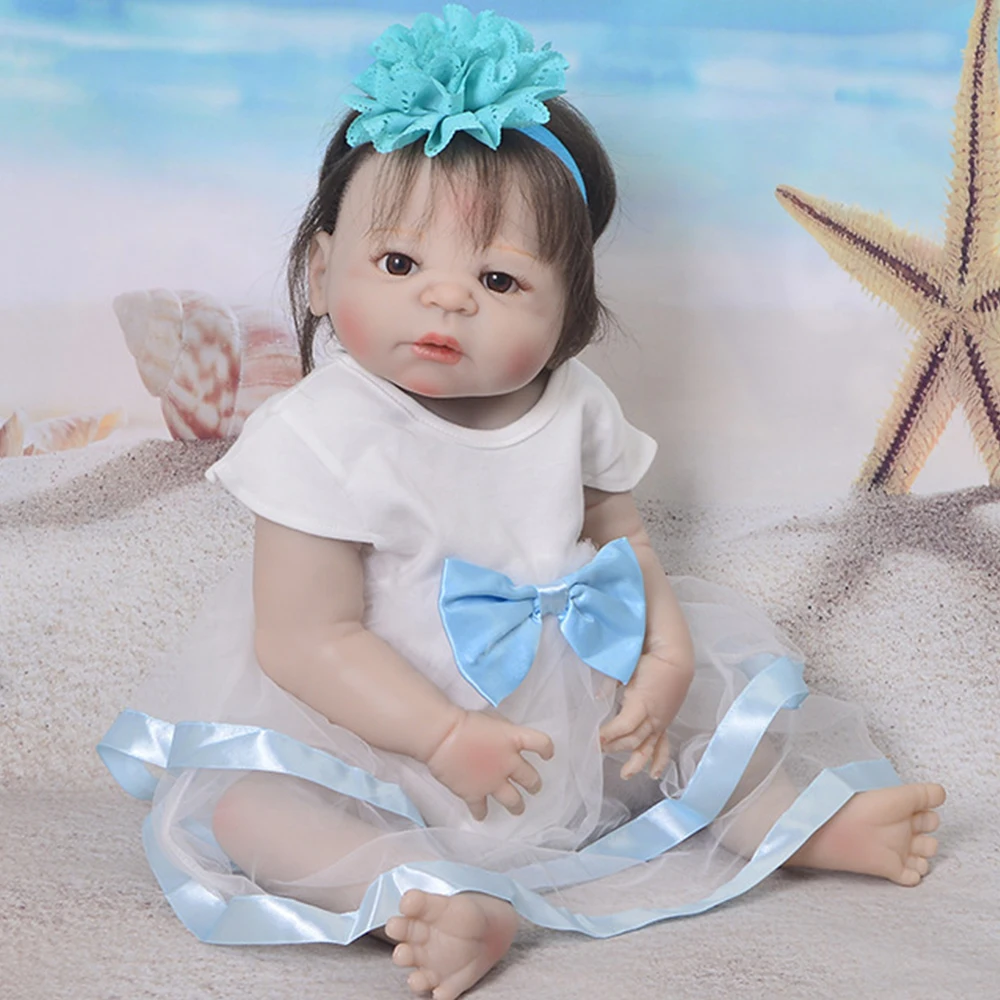 

23inch Full Silicone 57cm doll Boneca Fashion Dolls baby reborn toddler bathe toy Clothing model real play house babies hotsale