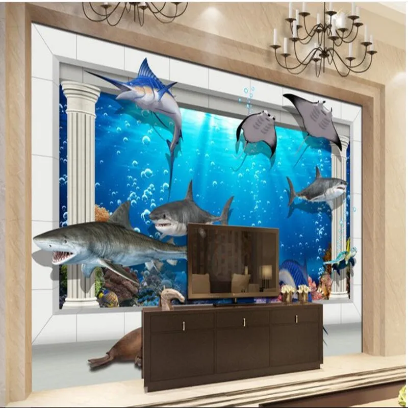 wellyu Custom large frescoes underwater world 3d three - dimensional palace romas TV background wall non woven wallpaper | Обустройство