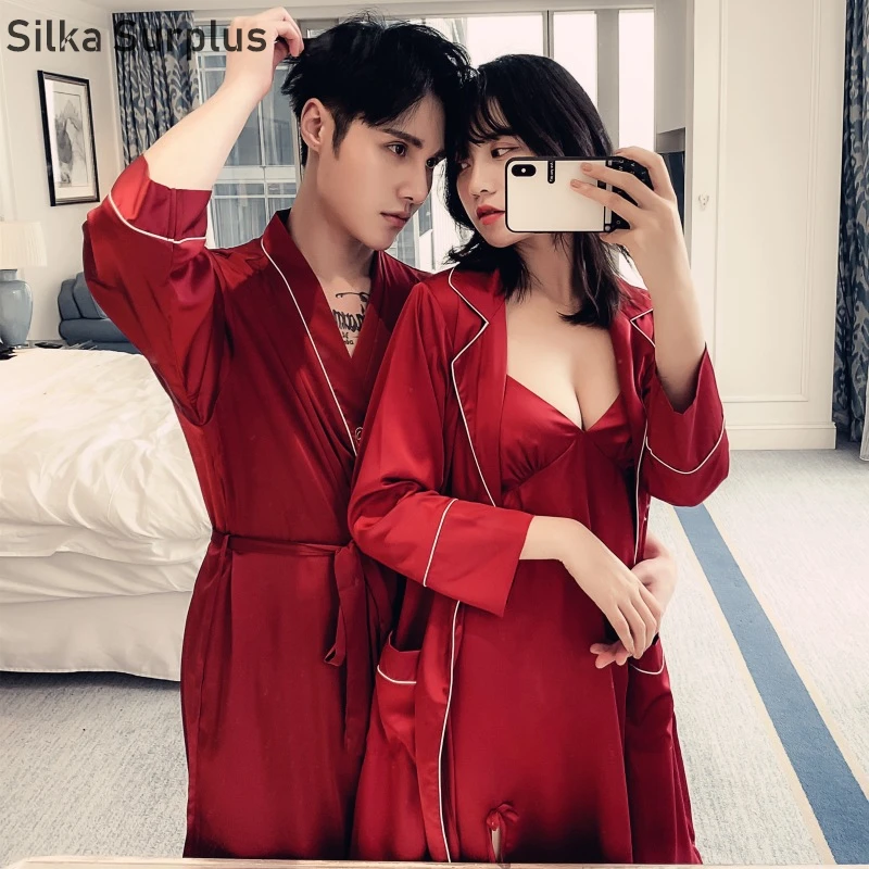 Silka Surplus кимоно для невесты, жениха, халат, платье, сексуальная Мини Ночная рубашка для сна, одежда для сна, халаты для невесты, атласная пижама для пары