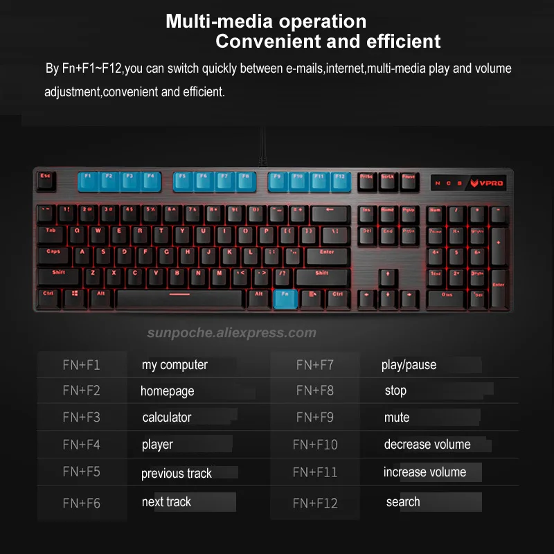 Игровая механическая клавиатура Rapoo V580 с 104 клавишами двойной цветной впрыск