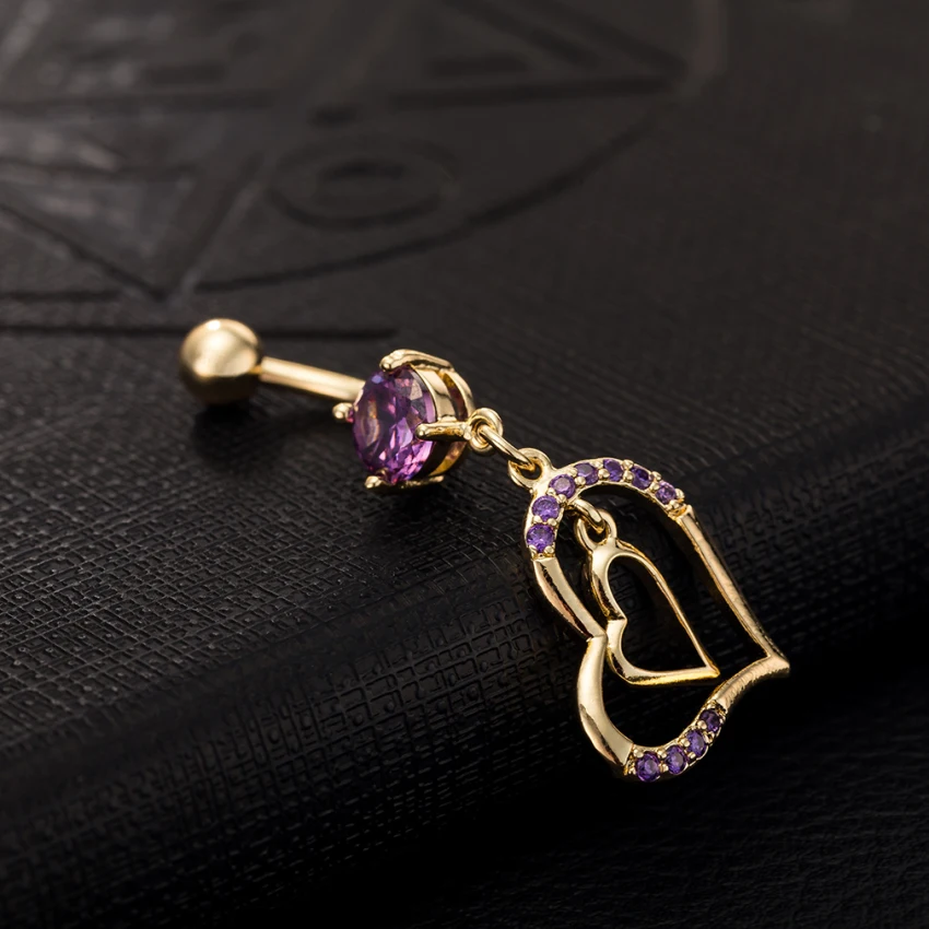 Кольцо для пирсинга пупка с фианитом золотистого цвета | Украшения и аксессуары